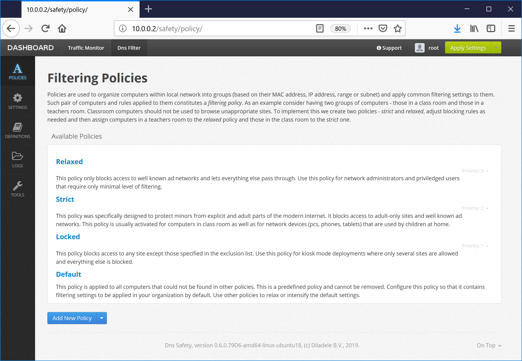 Filtering Policies