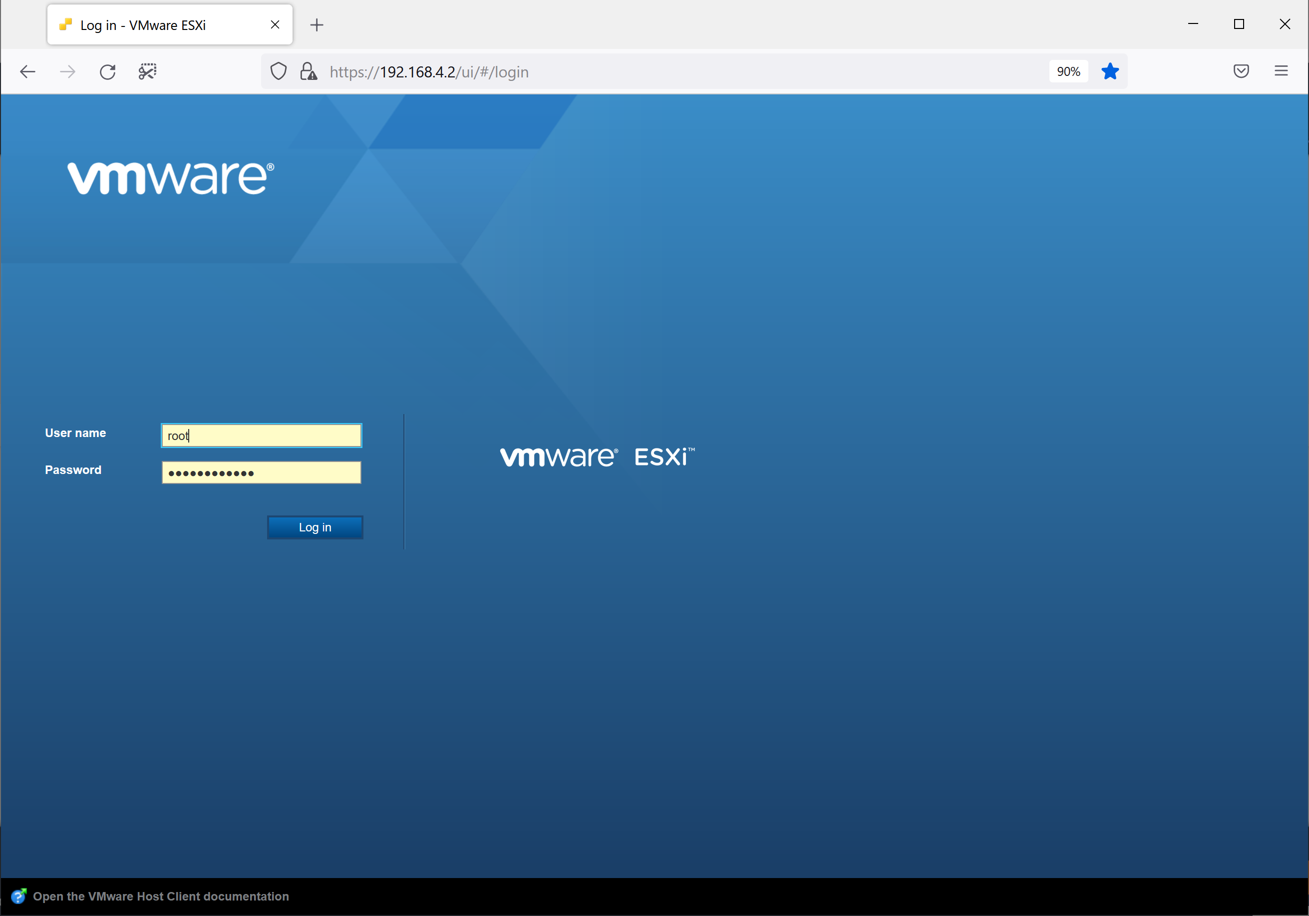 Login into VMware ESXi/vSphere 