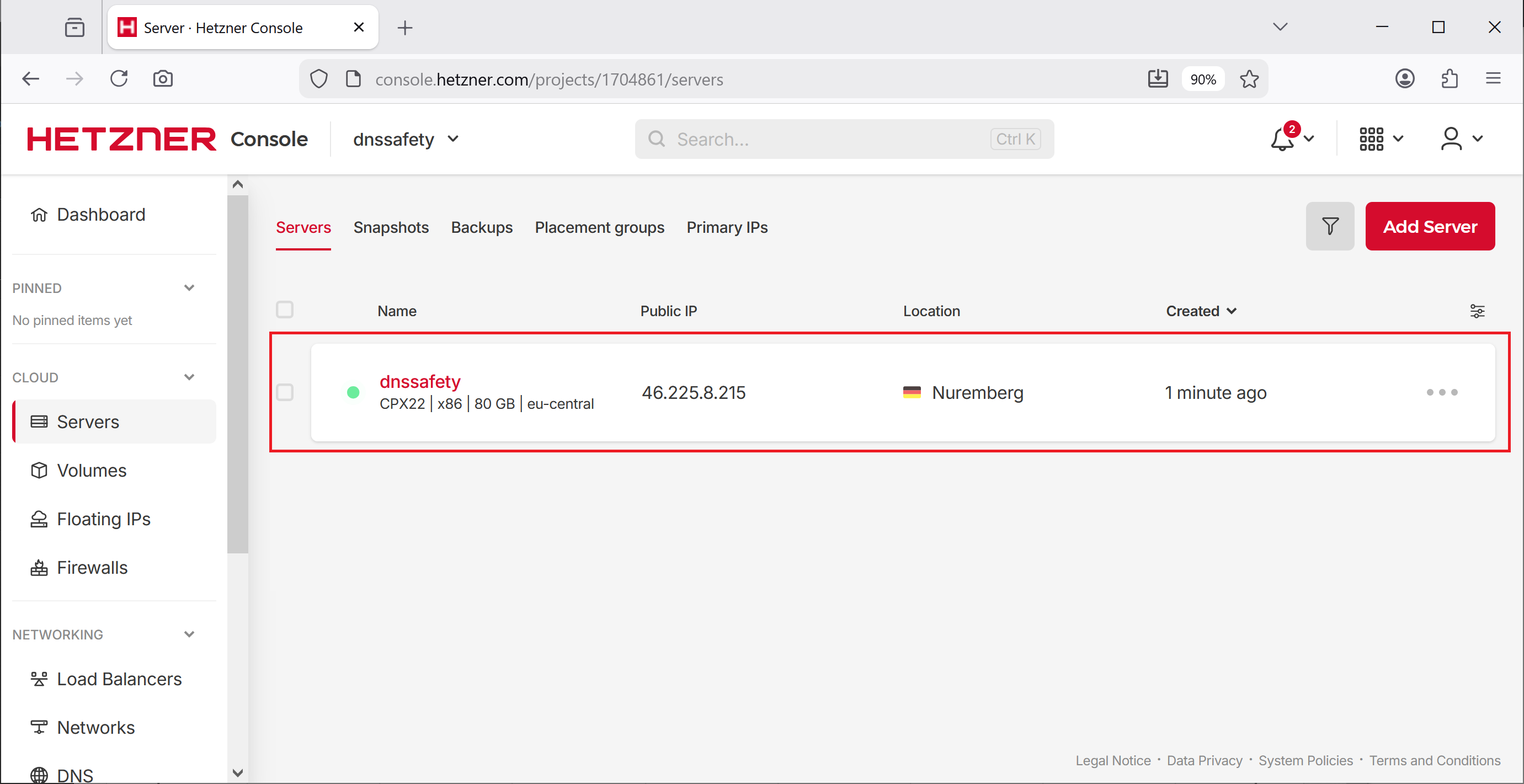 Deployed Instance of DNS Safety