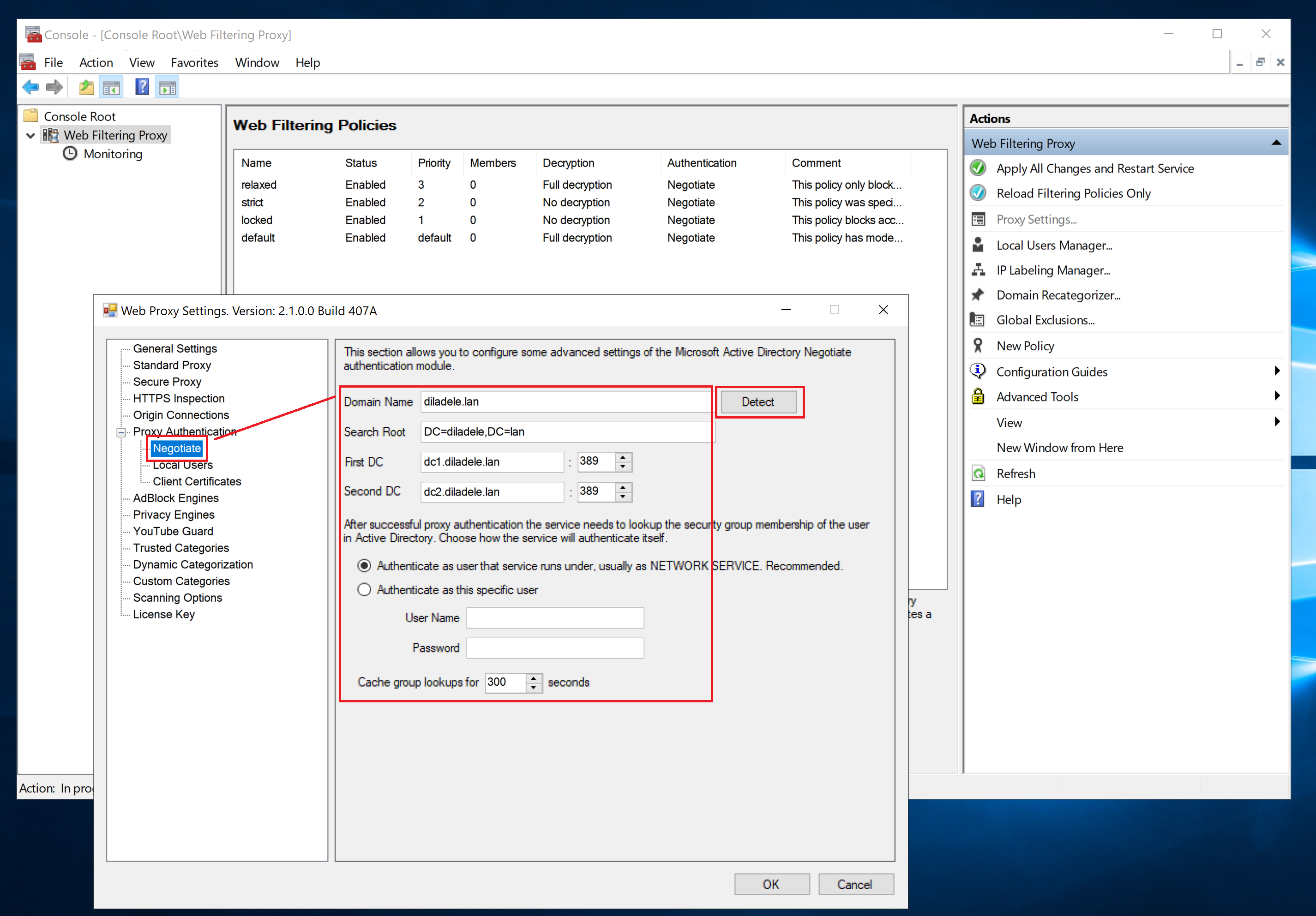 Proxy Authentication Detect Negotiate