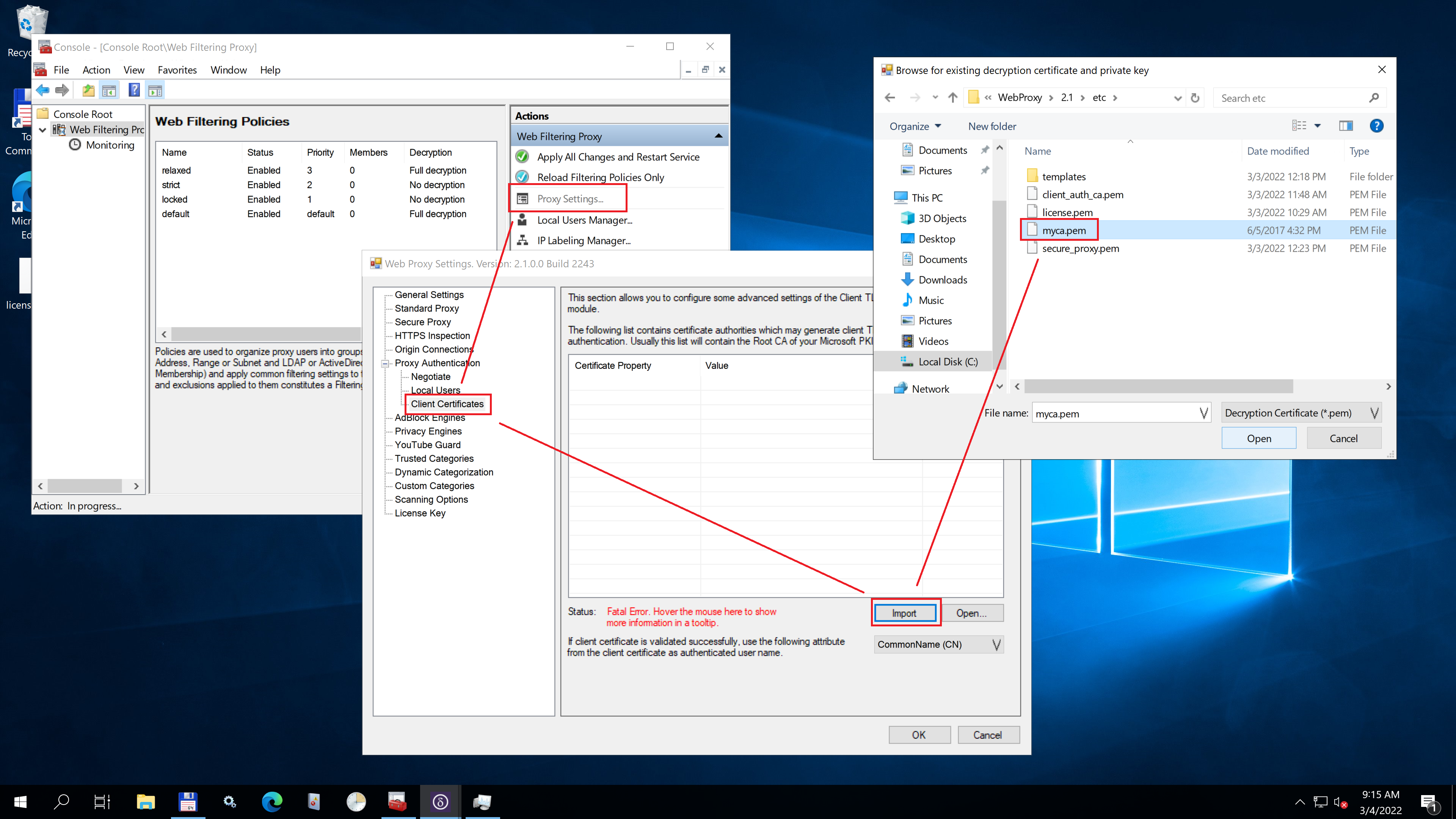 Import the List of Trusted Authorities for Client TLS Certificates Authentication