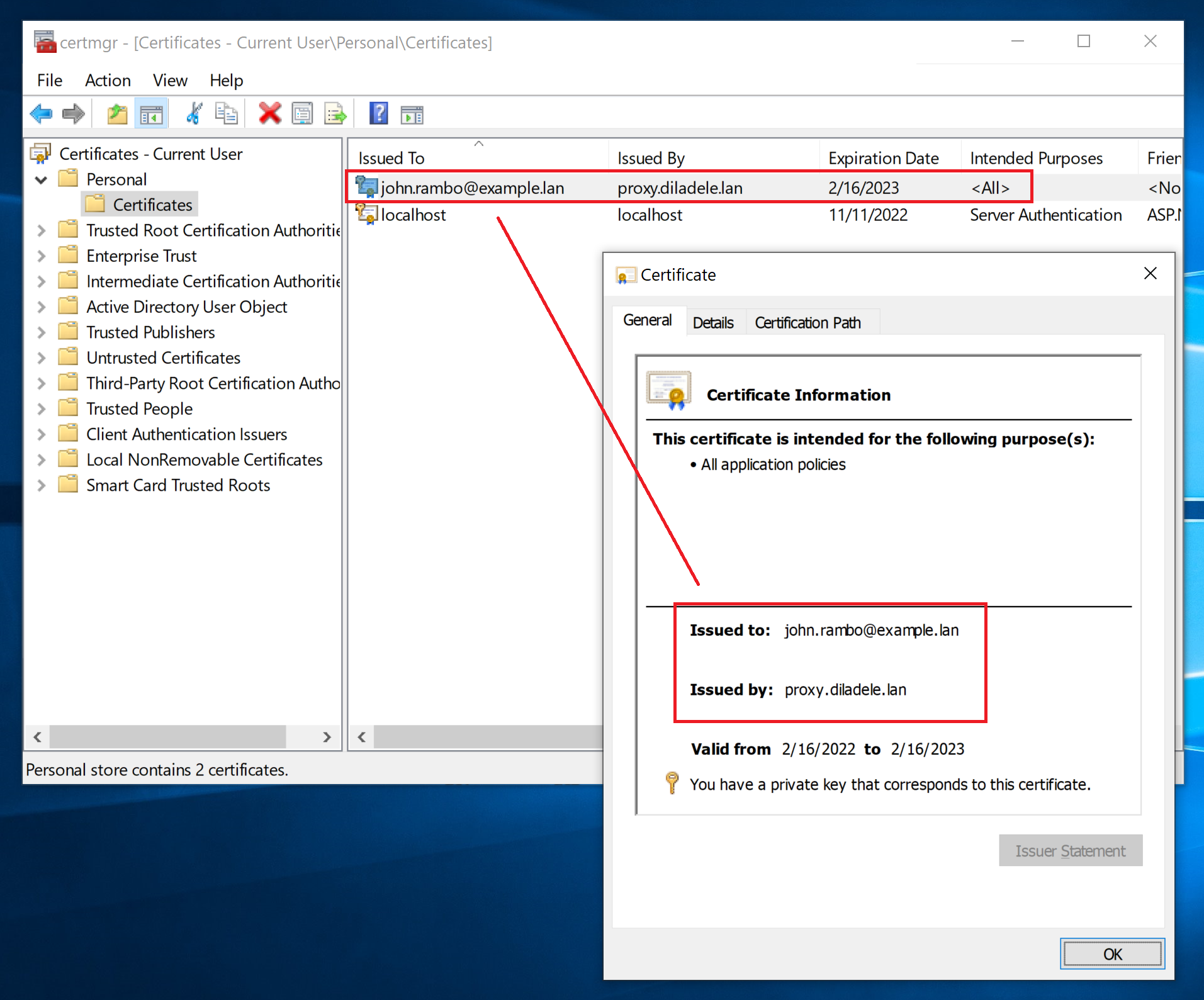 Installed Client TLS Certificates for Proxy Authentication