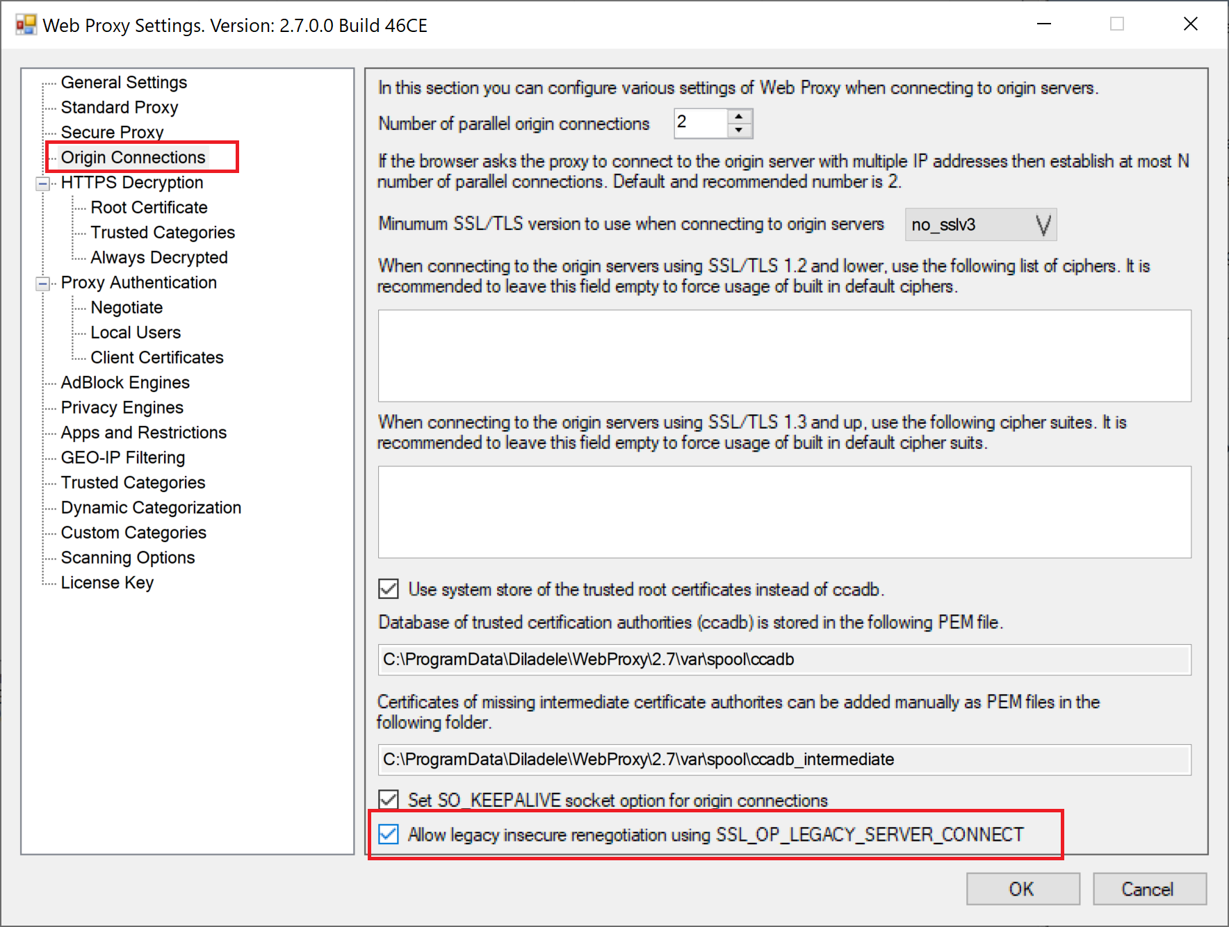 Enable Legacy Server Connect