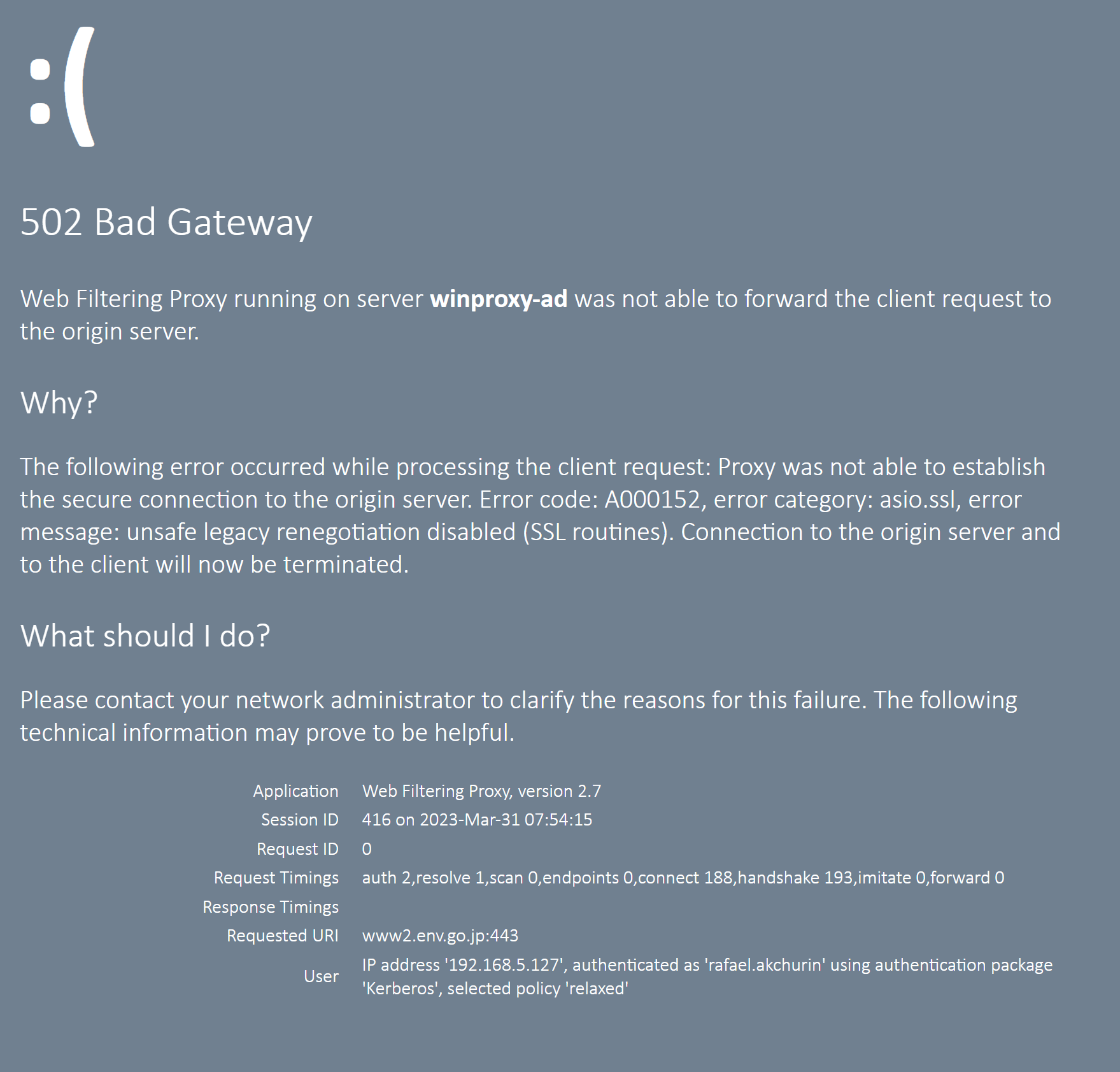 Bad Gateway Error