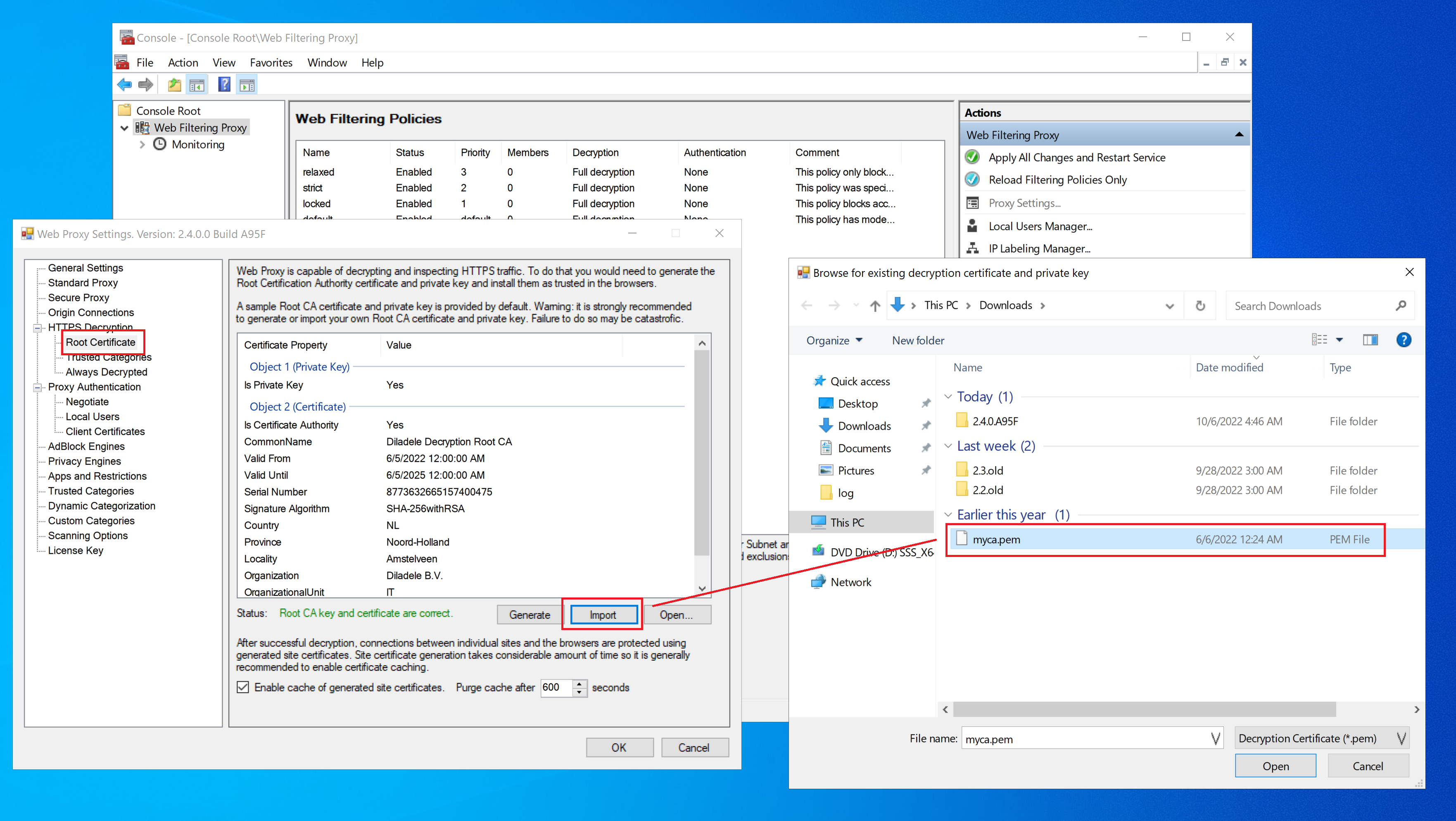 Import Root CA