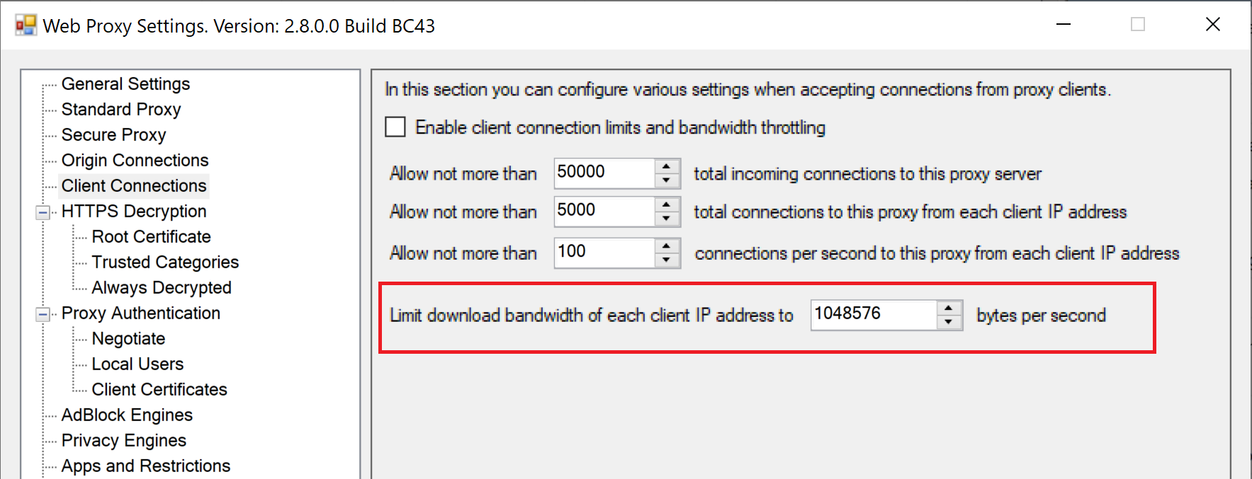 Bandwidth Throttling Limits