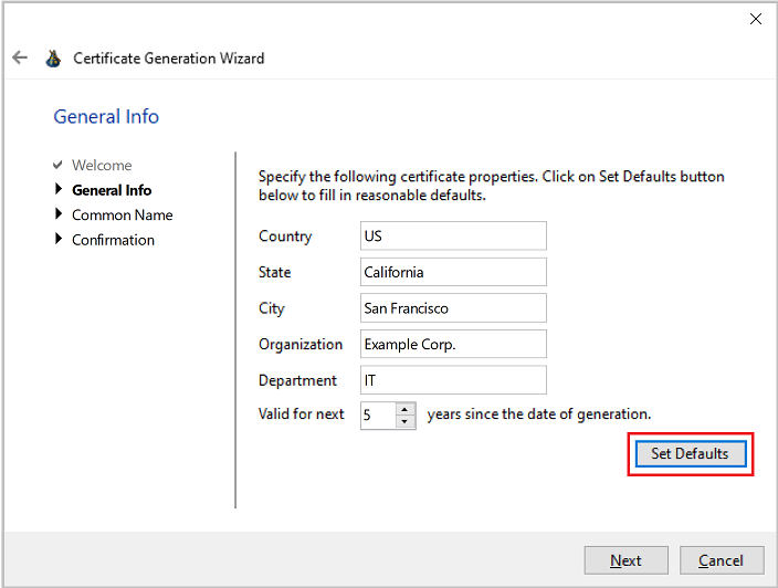 Step 2. Info and Validity of the Secure Proxy Certificate