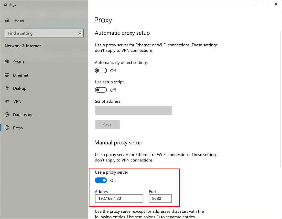 Standard Proxy Microsoft Windows