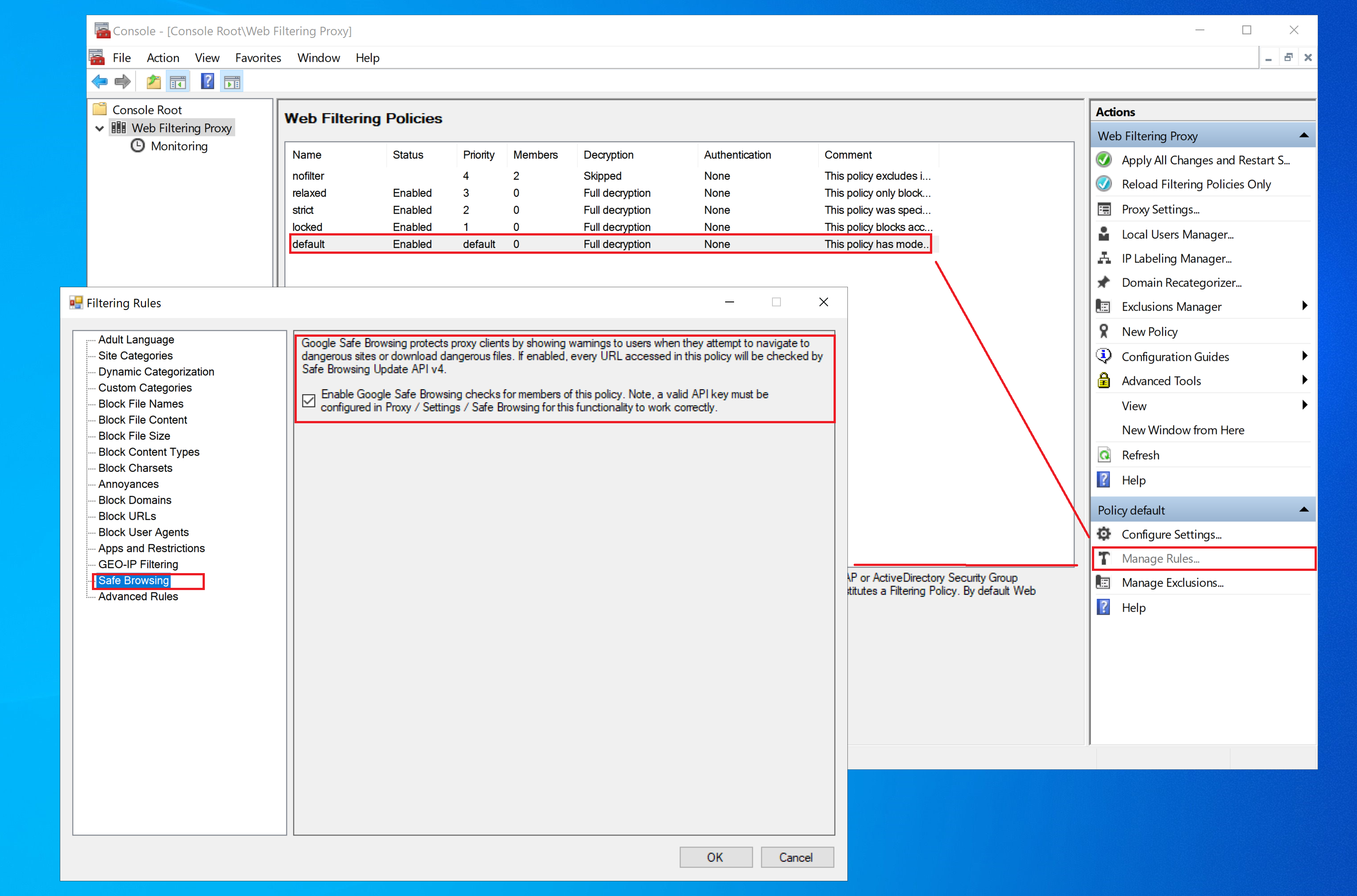 Enable Safe Browsing Protection per Policy