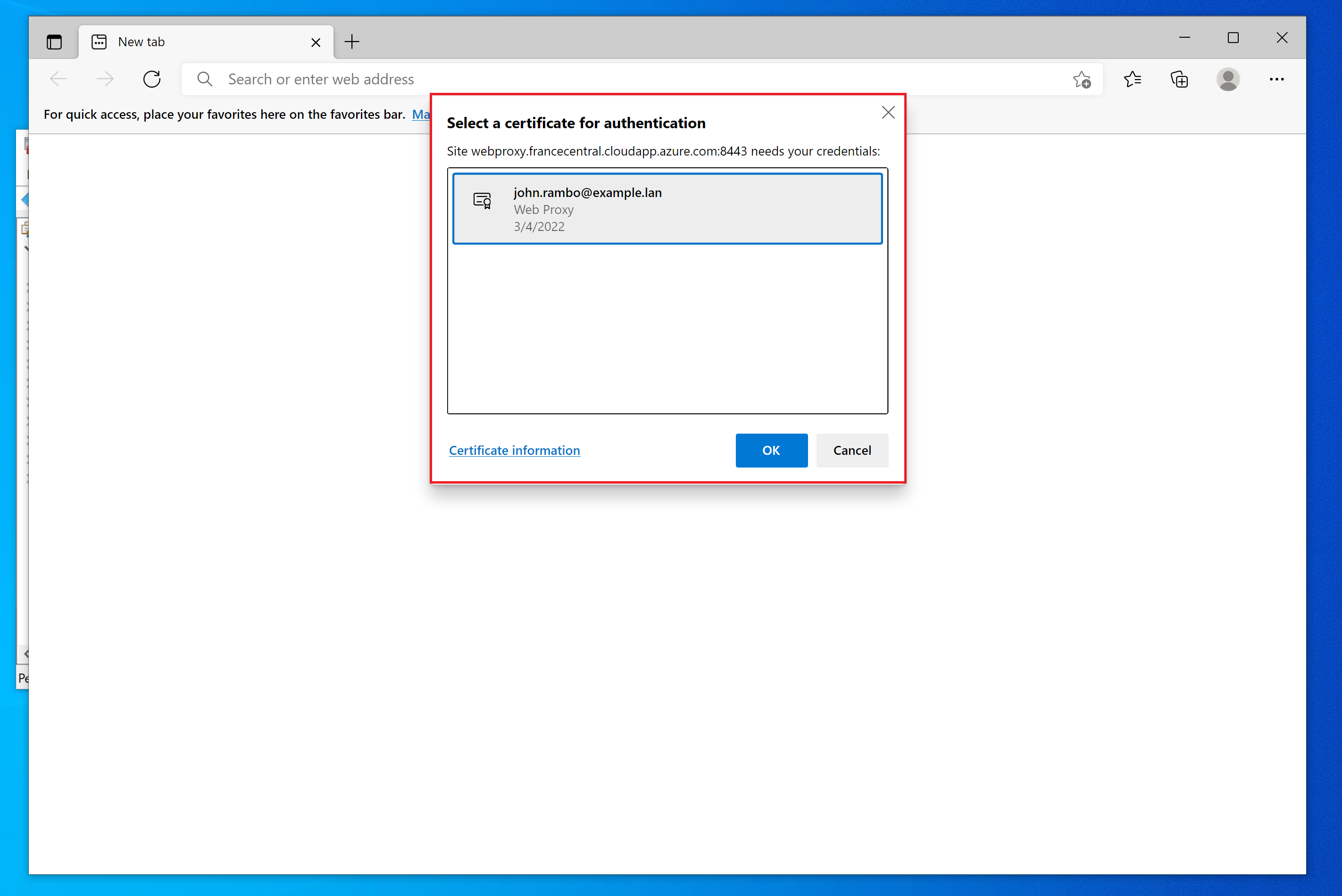 Browser asking for client certificate authentication