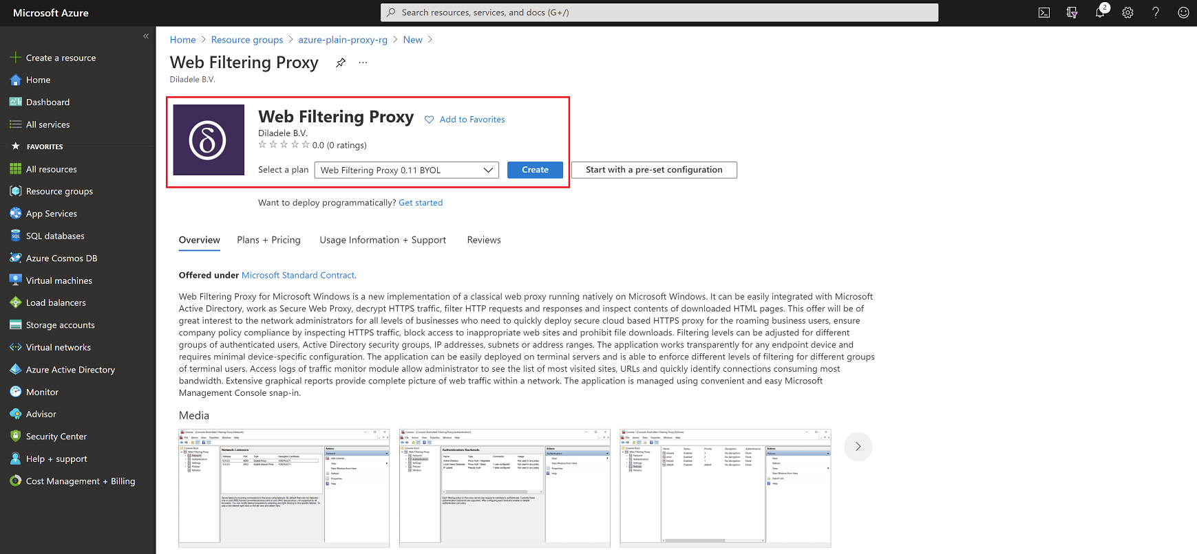 Create Web Filtering Proxy