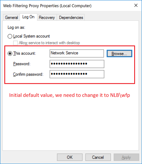 Running under Network Service account