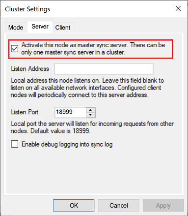 Cluster Sync Server