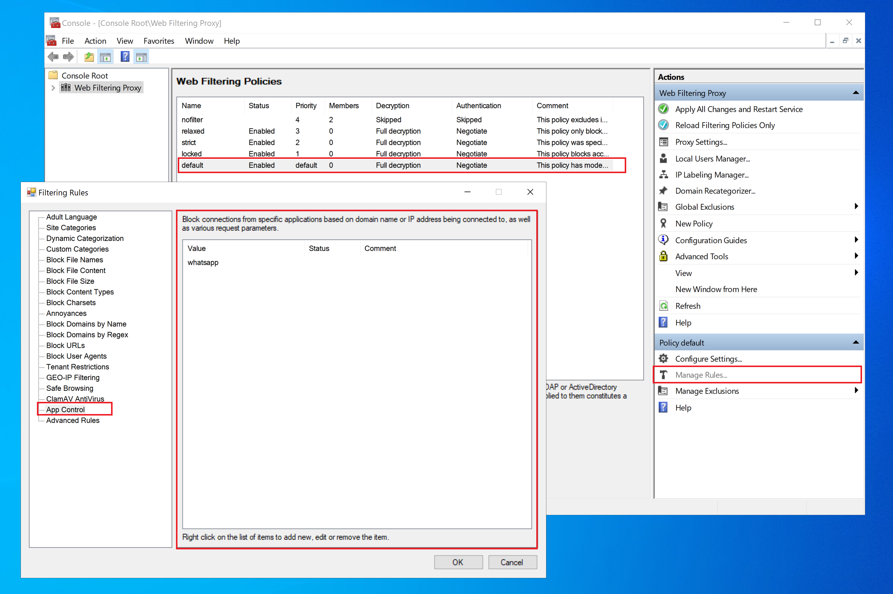 Application Control Rules