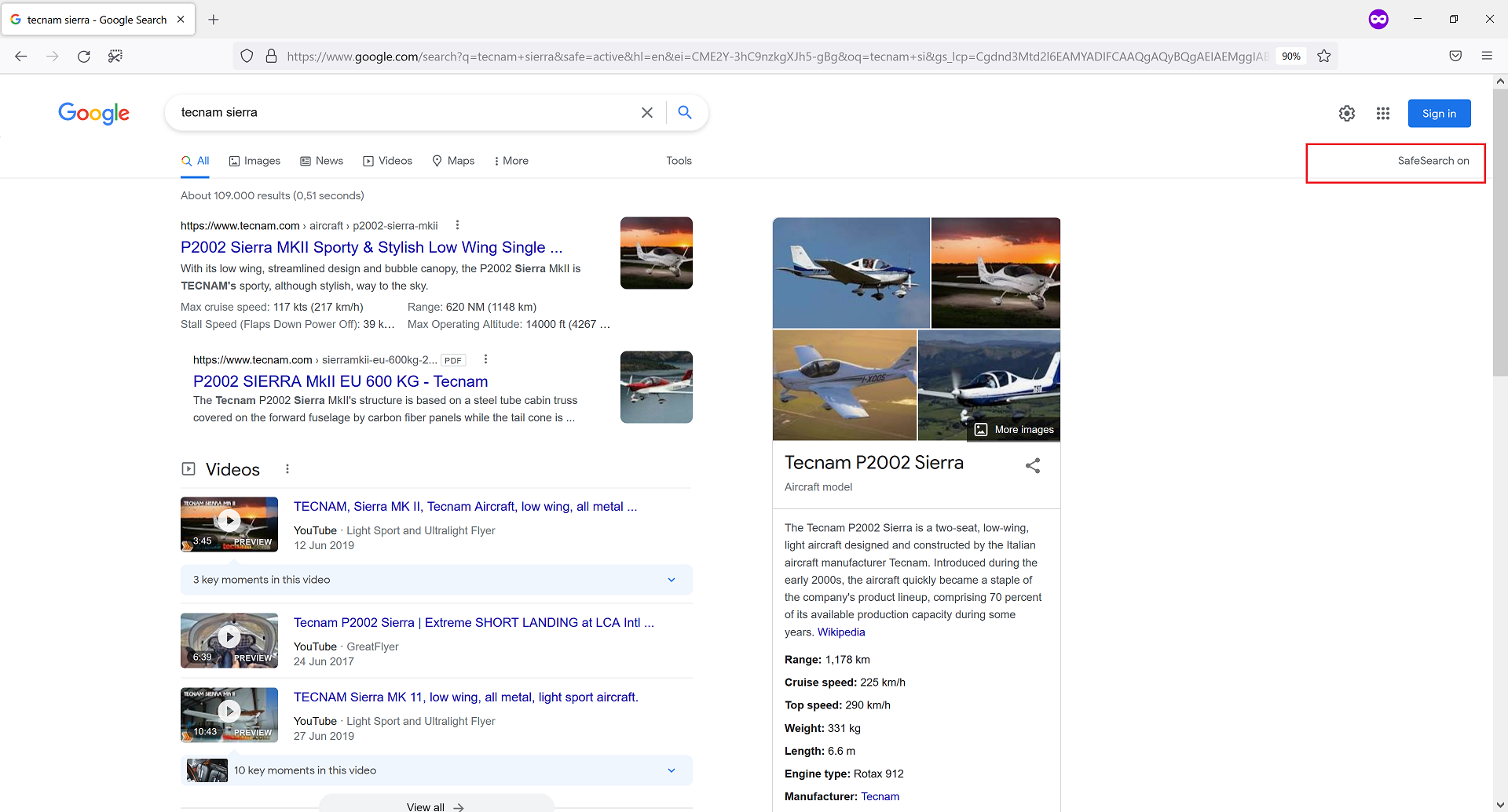 Safe Search on Google Results