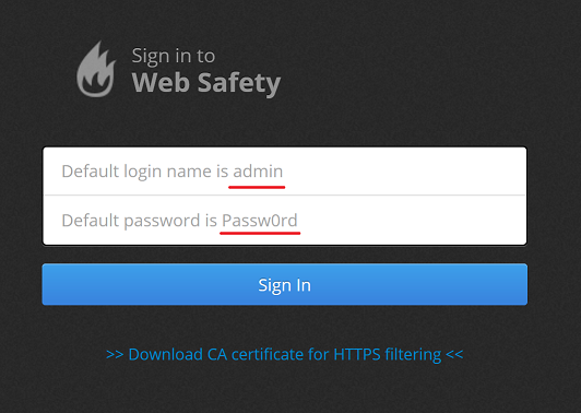 Default Admin UI Creds in Web Safety