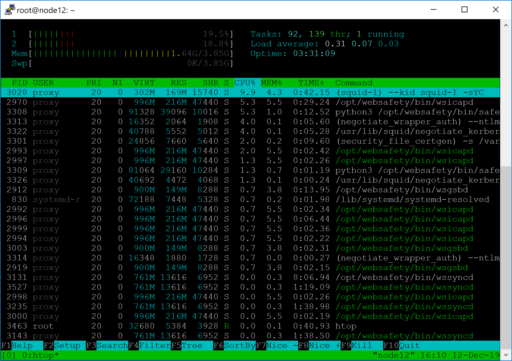 CPU Usage htop