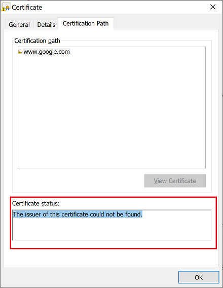 Certificate No Issuer