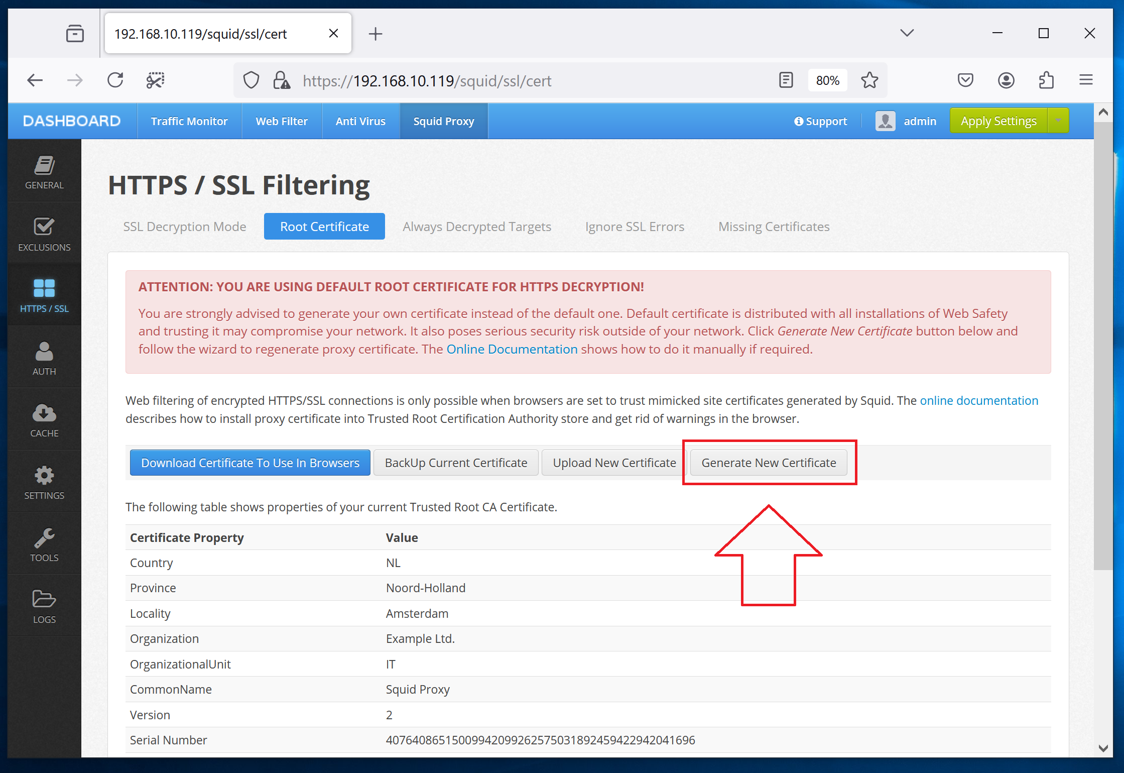 HTTPS Inspection Settings