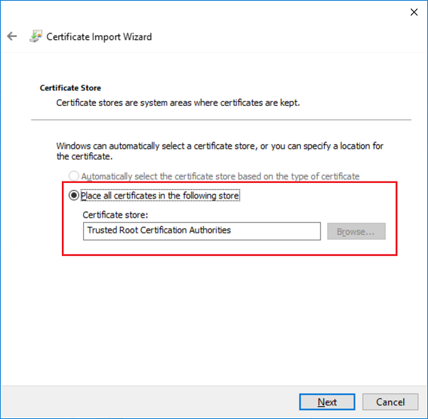 Certificate Import Wizard Step 3