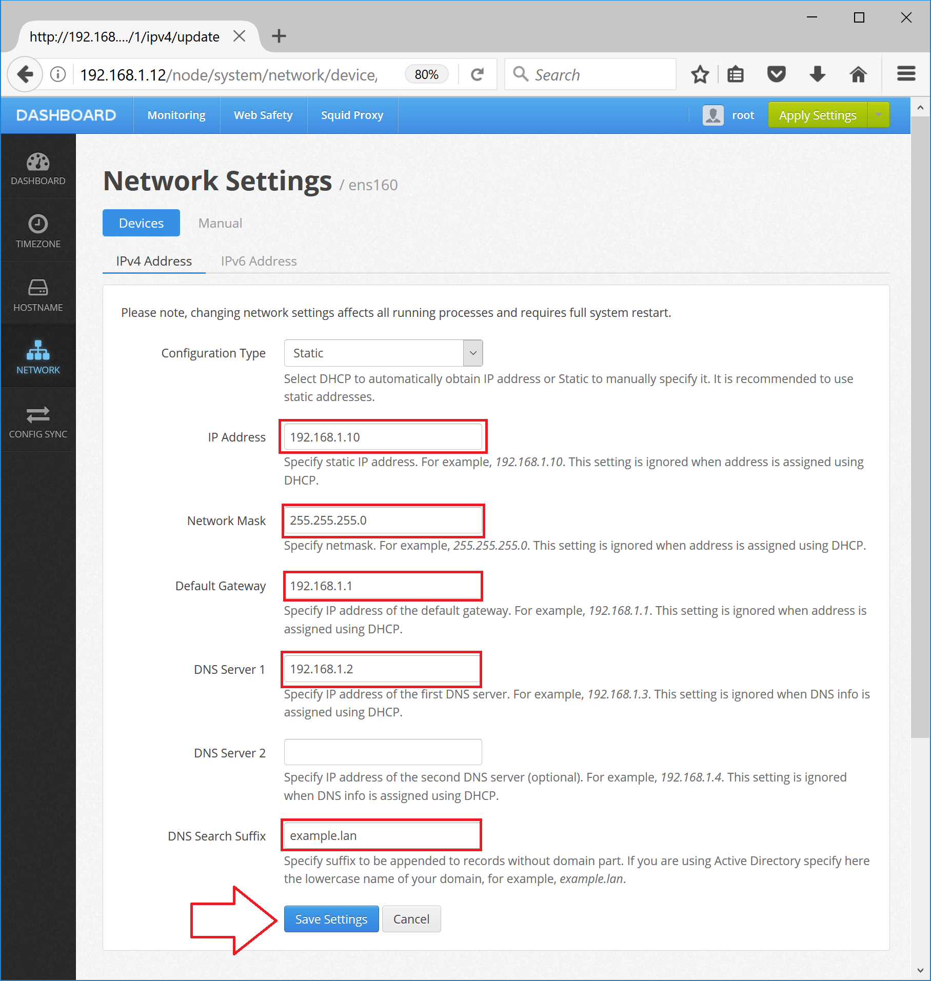 Static IP Step 1