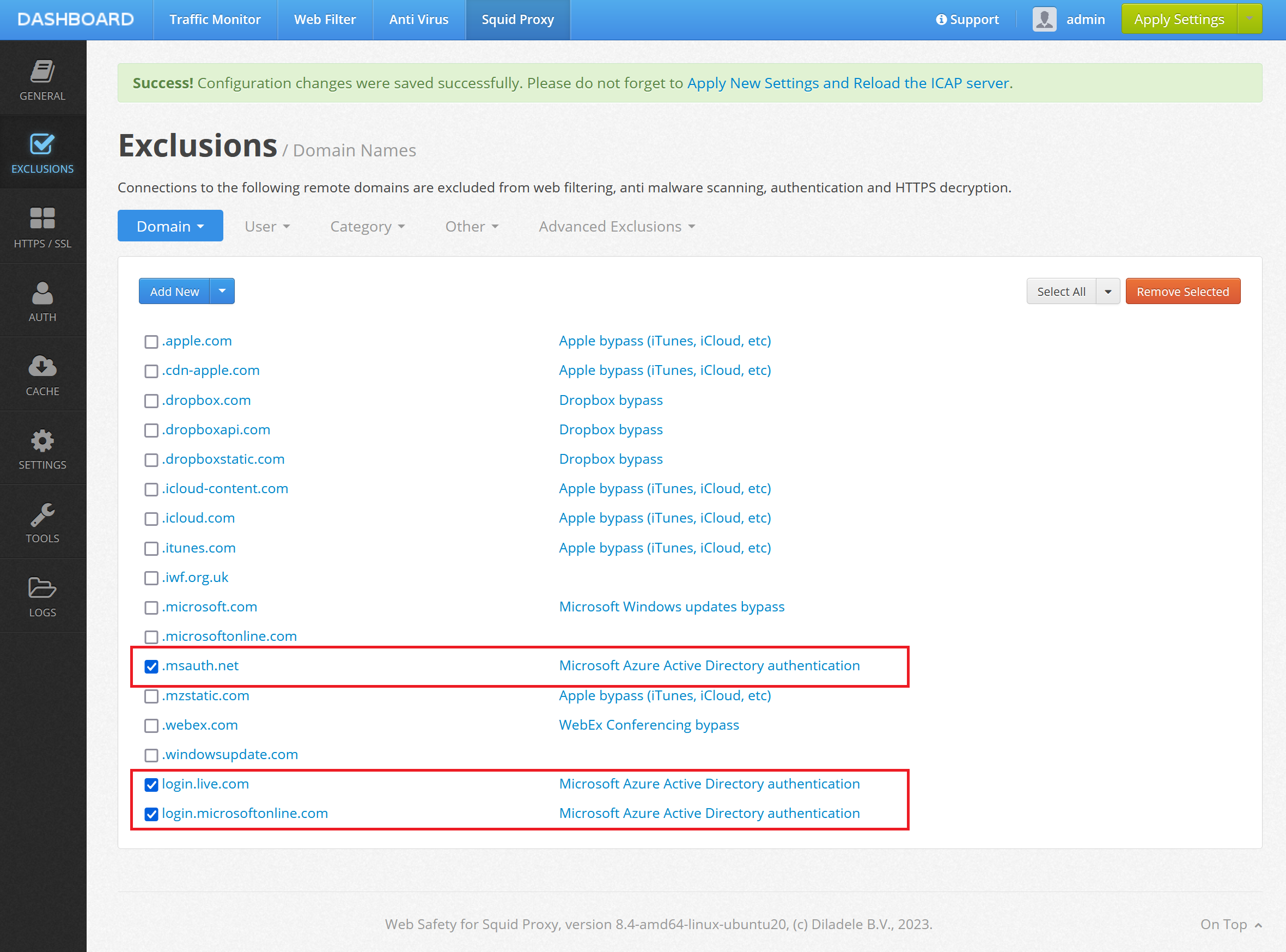 add portal exclusions