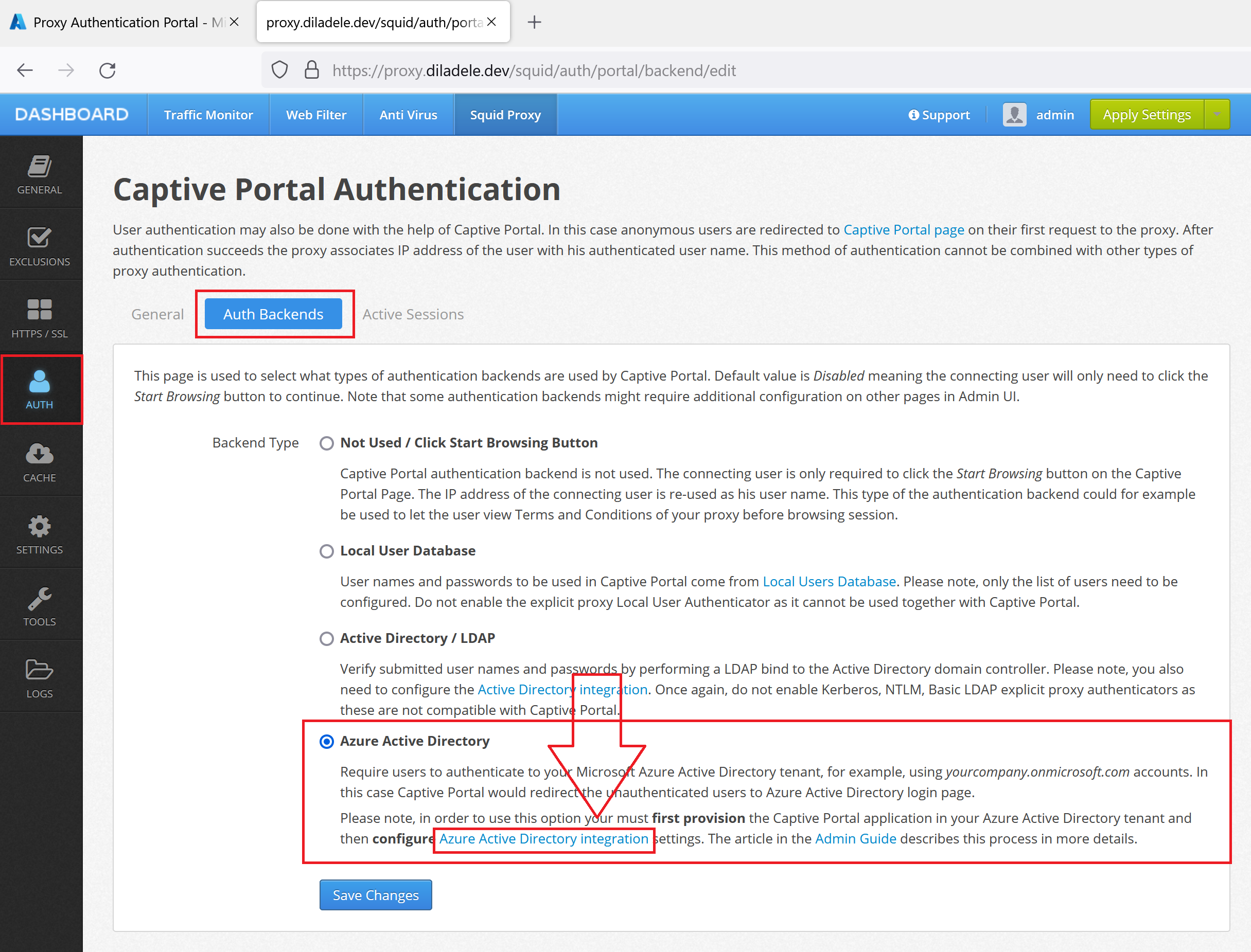 admin ui backends