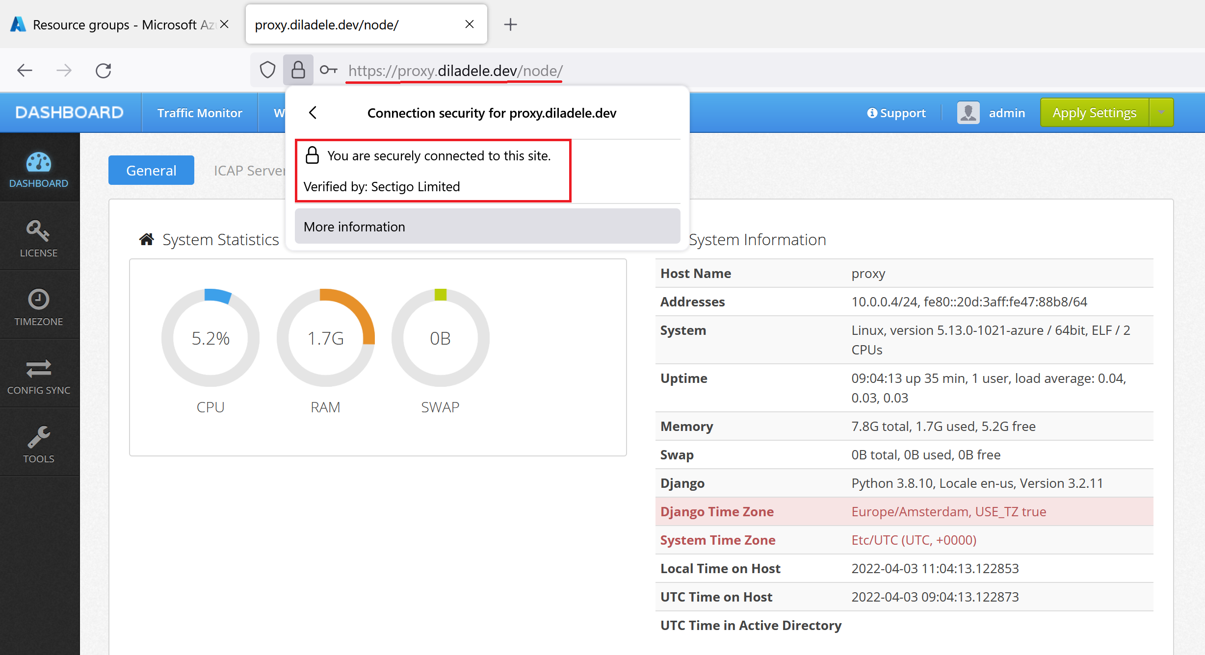 admin ui public cert