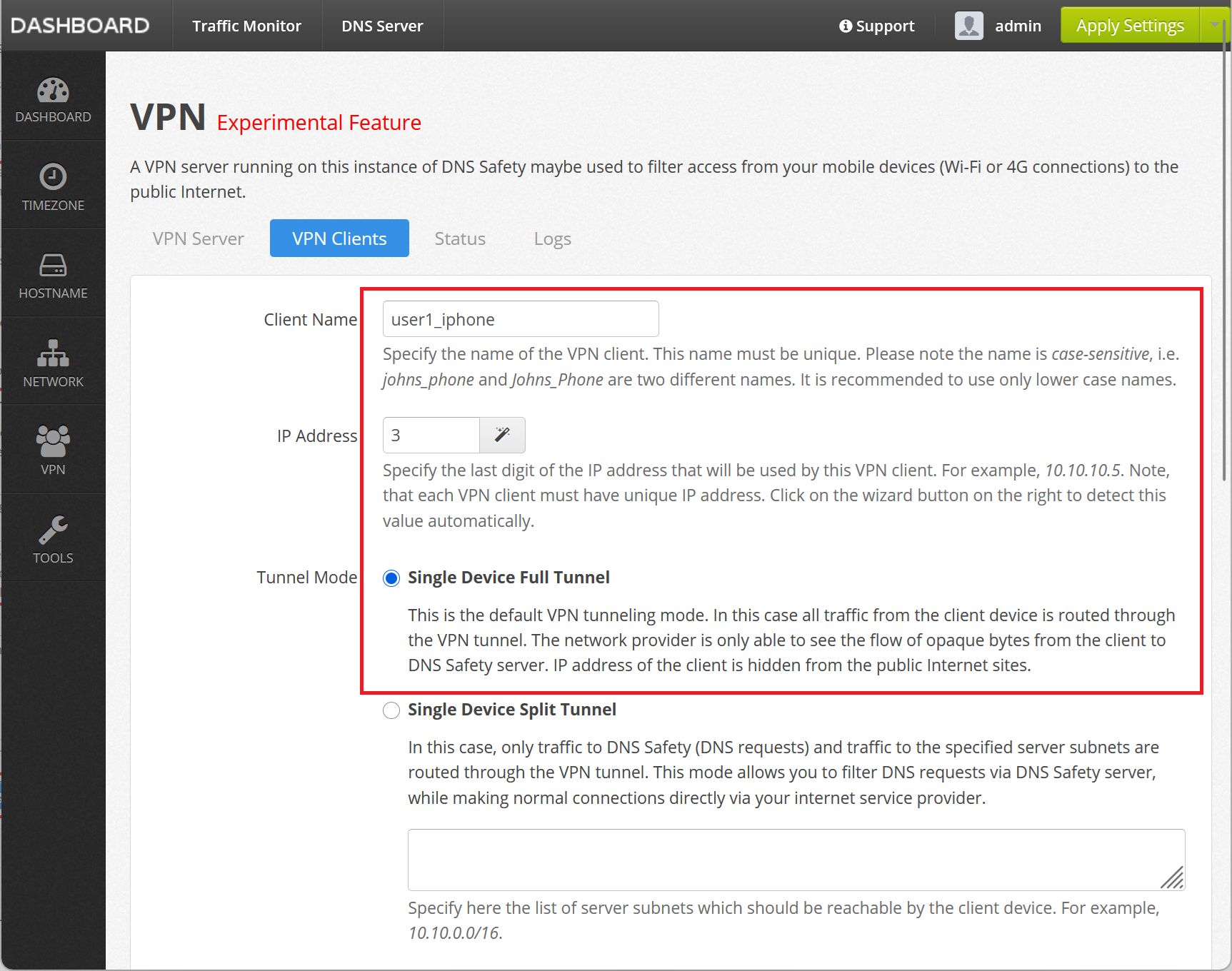 Add User iPhone VPN Profile