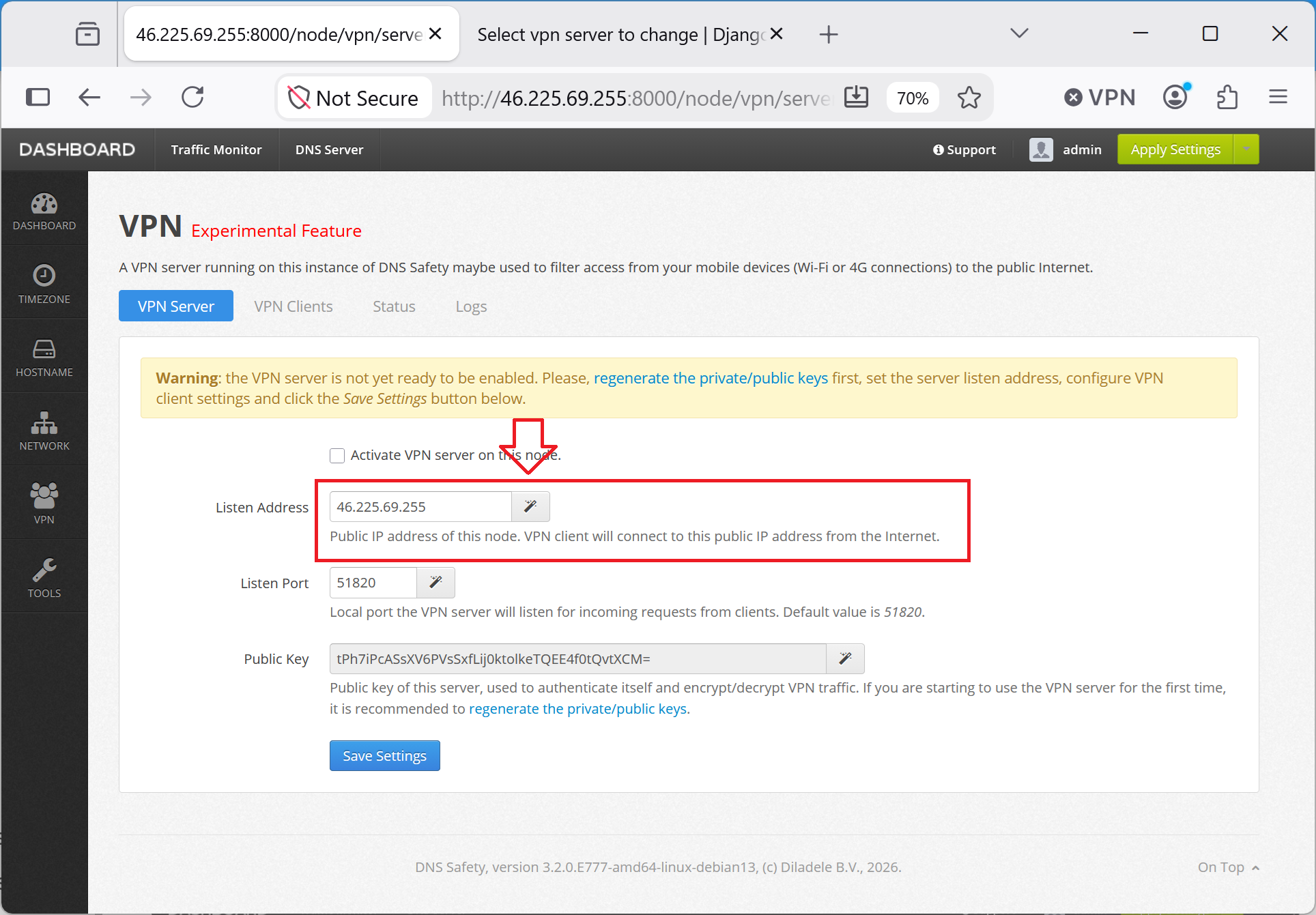 Configure Listen Address