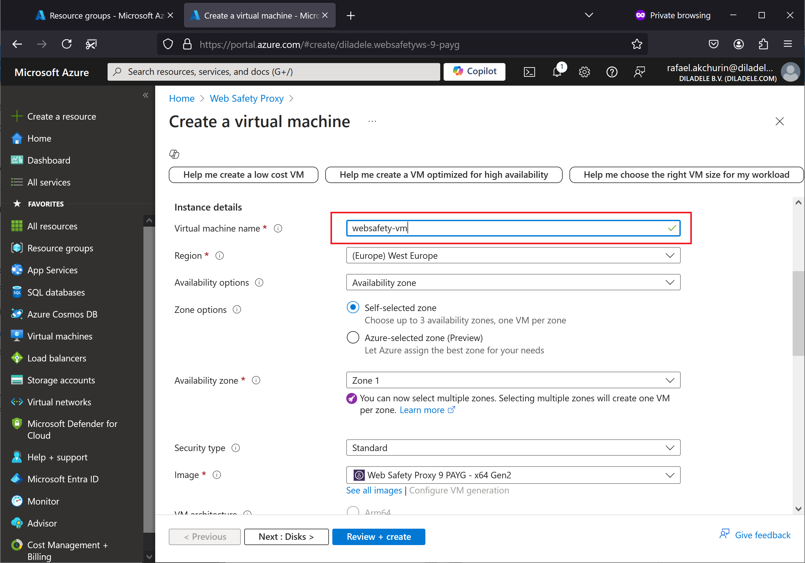 Create Virtual Machine Name